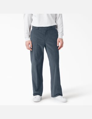 Airforce Blue Dickies Flat Front Corduroy Pants | 923DUKQTN