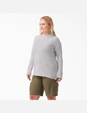 Ash Gray Dickies Plus Cooling Performance Sun Shirt | 869XCJHBM