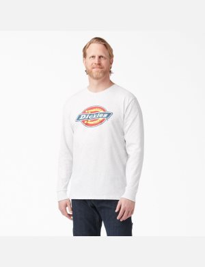 Ash Gray Dickies Regular Icon Graphic Long Sleeve T-Shirts | 482NPABYX