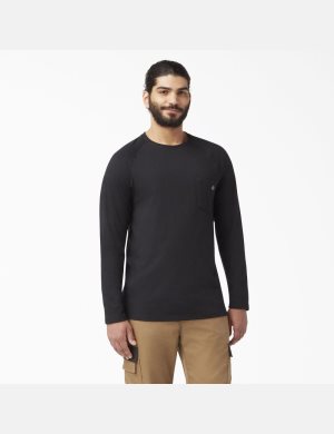 Black Dickies Cooling Long Sleeve T-Shirts | 916KPCUXT