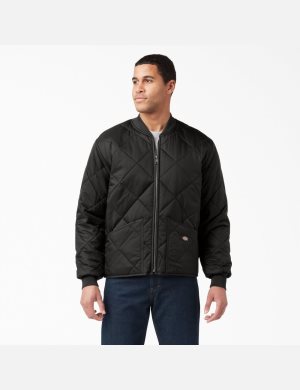 Black Dickies Diamond Quilted Coats & Jackets | 317RFSCWL