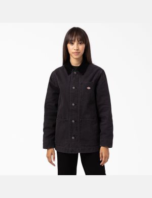 Black Dickies Duck Lined Chore Coats & Jackets | 132MPJTGI