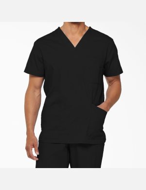 Black Dickies EDS Signature V-Neck Top Scrubs | 607ODISJY