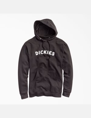 Black Dickies Fleece Block Logo Hoodies | 630CVJQXA