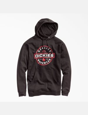 Black Dickies Fleece Quality Workwear Graphic Hoodies | 736IZLCST