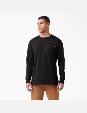 Black Dickies Graphic Long Sleeve T-Shirts | 507KLQRSE