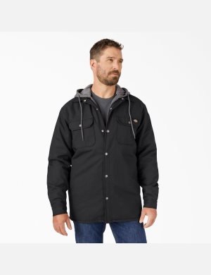 Black Dickies Hydroshield Duck Hooded Coats & Jackets | 510DJMQLC