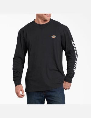 Black Dickies Long-Sleeve Graphic T-Shirts | 507ZRIYBL