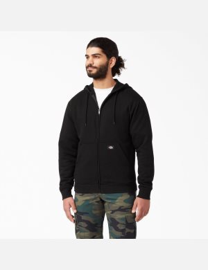 Black Dickies Midweight Fleece Zip Hoodies | 972EGKRXP