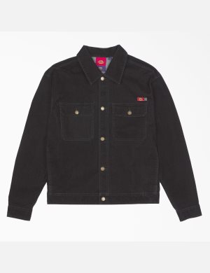 Black Dickies Opening Ceremony Flock Denim Utility Coats & Jackets | 967XAHQRF