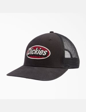 Black Dickies Patch Logo Trucker Hats | 726FPOAEL