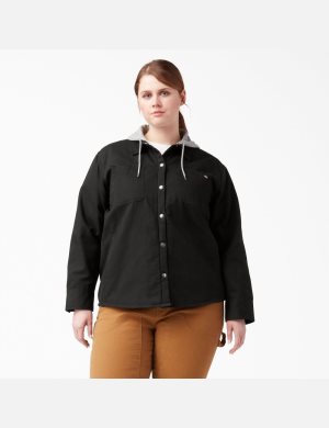 Black Dickies Plus Duck Hooded Outerwear | 798NTIQZM