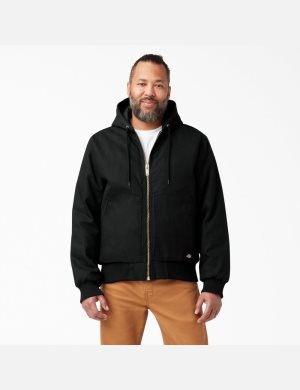 Black Dickies Rigid Duck Hooded Coats & Jackets | 385BNFCDP