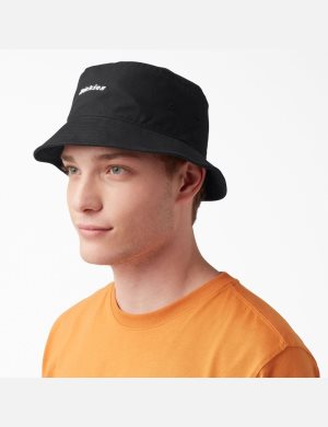 Black Dickies Script Canvas Bucket Hats | 418LYVCJW