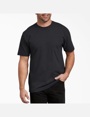 Black Dickies Short Sleeve Heavyweight Crew Neck Shirts | 231PZTHSG