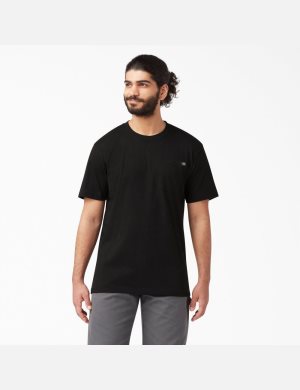 Black Dickies Short Sleeve Pocket Shirts | 259LZQBJH