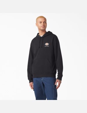 Black Dickies Skateboarding Chest Logo Hoodies | 751PUOZLB