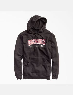 Black Dickies Skateboarding Fleece Hoodies | 629IMTVON