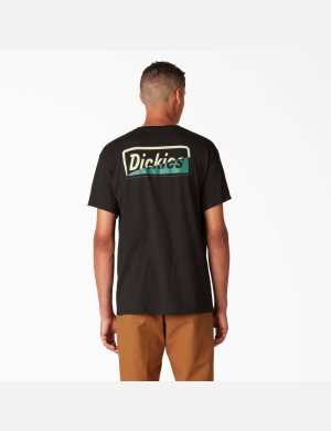 Black Dickies Skateboarding Split Graphic T-Shirts | 283HVNQPT