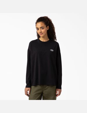 Black Dickies Summerdale Long Sleeve T-Shirts | 093FKEDXS