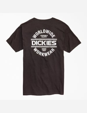 Black Dickies Worldwide Workwear Graphic T-Shirts | 156KWXCLT