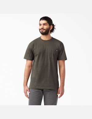 Black Olive Dickies Short Sleeve Heavyweight T-Shirts | 840PAXRBM