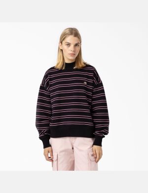 Black Stripe Dickies Westover Striped Sweatshirts | 208YMCROG