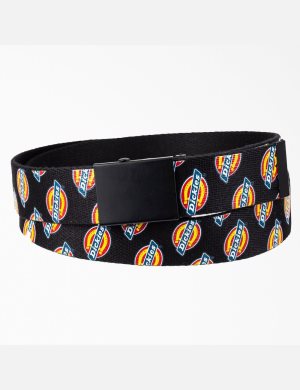 Black/White Dickies Web Logo Print Belts & Suspenders | 321HURFKO