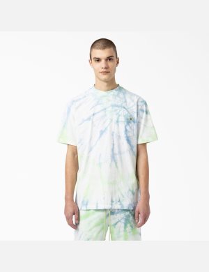 Blue Green Dickies Seatac Tie-Dye T-Shirts | 320YKQTPW