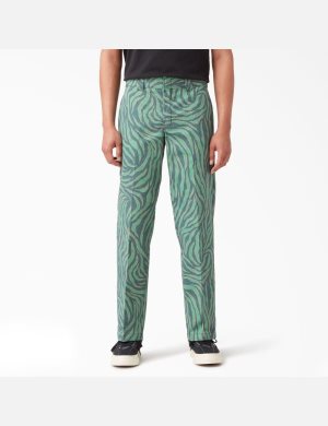 Bottle Green Tiger Print Dickies Tiger Print Pants | 845NJBFTU