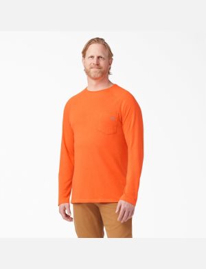 Bright Orange Dickies Cooling Long Sleeve Shirts | 204MEPHSI