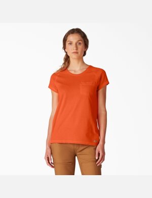 Bright Orange Dickies Cooling Short Sleeve T-Shirts | 240BZCLWP