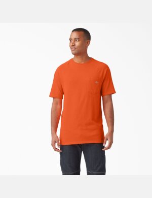 Bright Orange Dickies Cooling Short Sleeve T-Shirts | 518XWUKAO