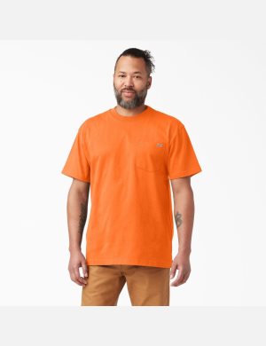 Bright Orange Dickies Neon Short Sleeve Heavyweight T-Shirts | 903HGUTRZ