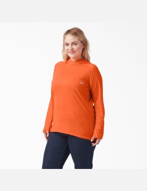 Bright Orange Dickies Plus Cooling Performance Sun Shirt | 587JFIOPW