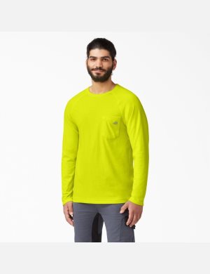 Bright Yellow Dickies Cooling Long Sleeve T-Shirts | 261LRBCFN