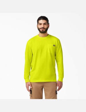 Bright Yellow Dickies Heavyweight Neon Crew Neck Shirts | 510ZOIYEG