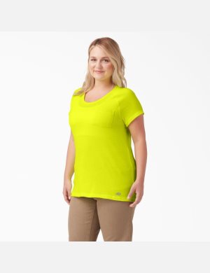 Bright Yellow Dickies Plus Cooling Short Sleeve T-Shirts | 307RYZIKP