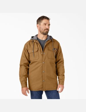 Brown Duck Dickies Hydroshield Duck Hooded Shirt Jackets | 928IECODP