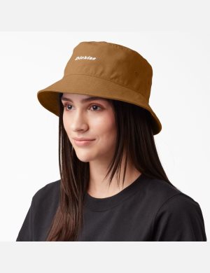 Brown Duck Dickies Script Canvas Bucket Hats | 935ORGUYZ