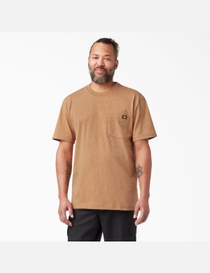 Brown Duck Heather Dickies Short Sleeve Heavyweight Heathered Shirts | 609VASKGT