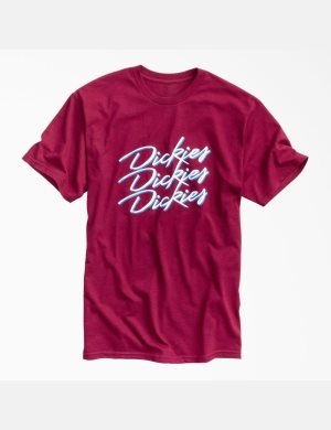 Burgundy Dickies Retro Script Graphic T-Shirts | 976HRJSUF