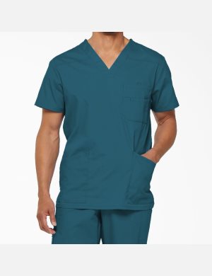 Caribbean Blue Dickies EDS Signature V-Neck Top Scrubs | 726MYSBVZ