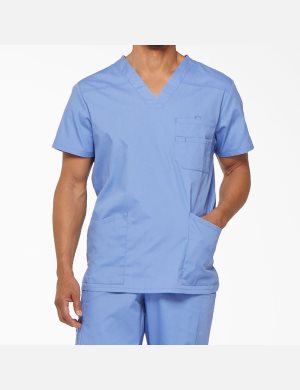 Ceil Blue Dickies EDS Signature V-Neck Top Scrubs | 062BLCXSU