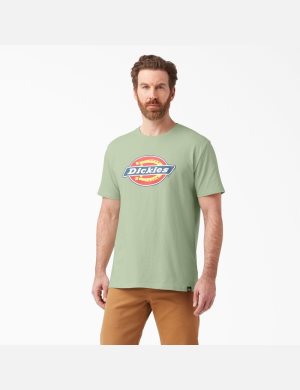 Celadon Green Dickies Logo Graphic T-Shirts | 720VBZYFD