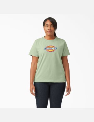 Celadon Green Dickies Plus Logo Graphic T-Shirts | 824NMPLYS