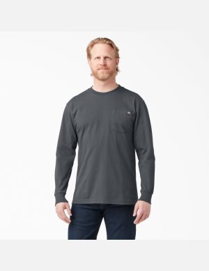 Charcoal Gray Dickies Heavyweight Crew Neck Long Sleeve T-Shirts | 415NMWJLE