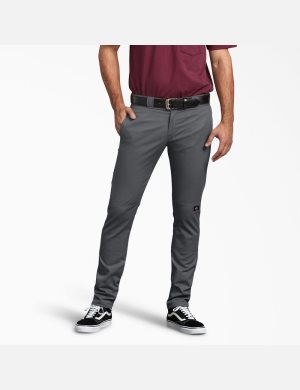 Charcoal Gray Dickies Skinny Fit Straight Leg Double Knee Pants | 465PZOFRW