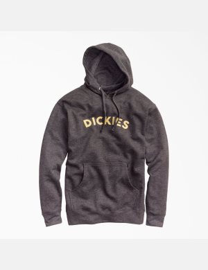 Charcoal Gray Heather Dickies Fleece Block Logo Hoodies | 204OAYCFM