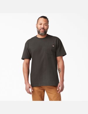 Chocolate Brown Dickies Short Sleeve Heavyweight T-Shirts | 138TLECJU